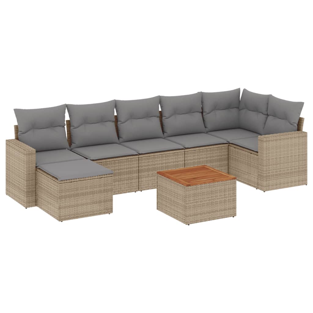 8-delige Loungeset met kussens poly rattan beige is nu te koop bij PeponiXL, paradijselijk wonen!