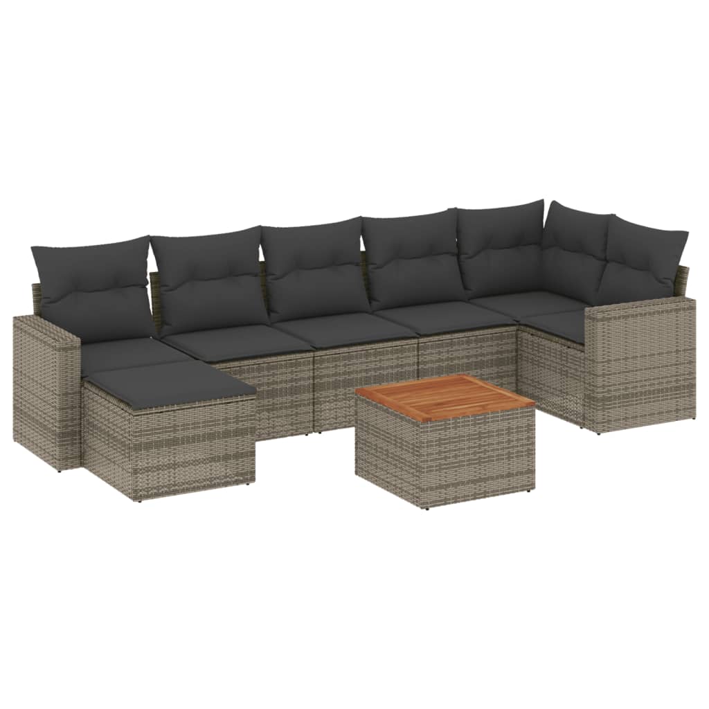 8-delige Loungeset met kussens poly rattan grijs is nu te koop bij PeponiXL, paradijselijk wonen!