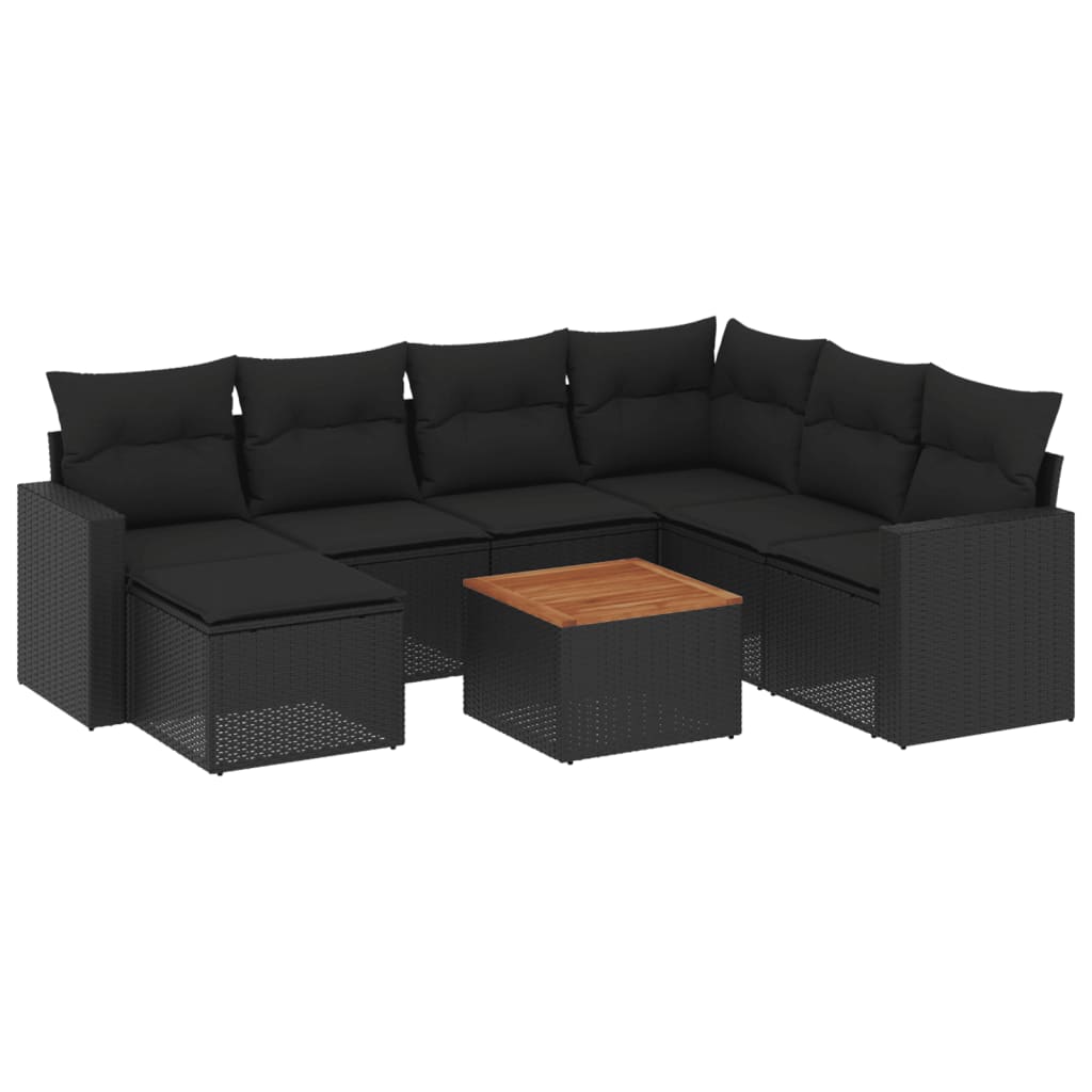 8-delige Loungeset met kussens poly rattan zwart is nu te koop bij PeponiXL, paradijselijk wonen!