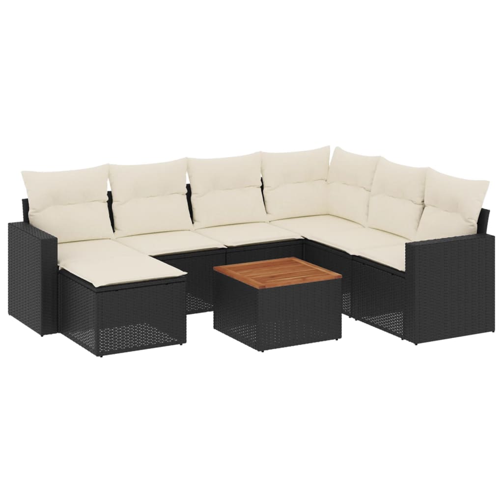 8-delige Loungeset met kussens poly rattan zwart is nu te koop bij PeponiXL, paradijselijk wonen!