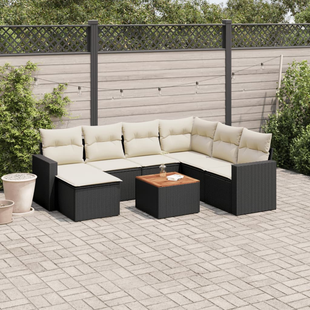 8-delige Loungeset met kussens poly rattan zwart is nu te koop bij PeponiXL, paradijselijk wonen!