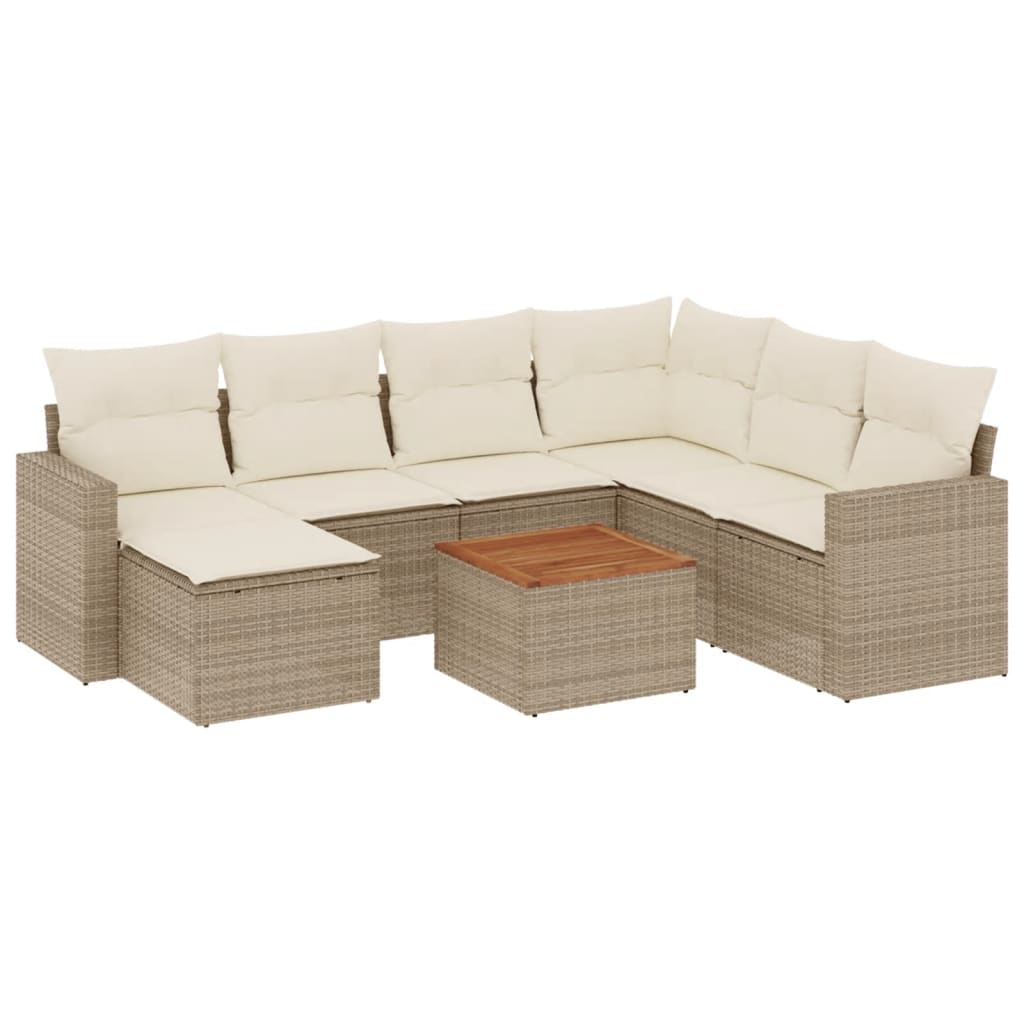 8-delige Loungeset met kussens poly rattan beige is nu te koop bij PeponiXL, paradijselijk wonen!