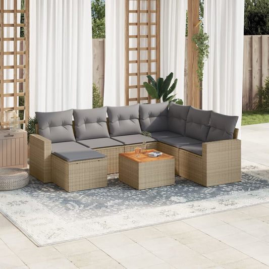 8-delige Loungeset met kussens poly rattan beige is nu te koop bij PeponiXL, paradijselijk wonen!