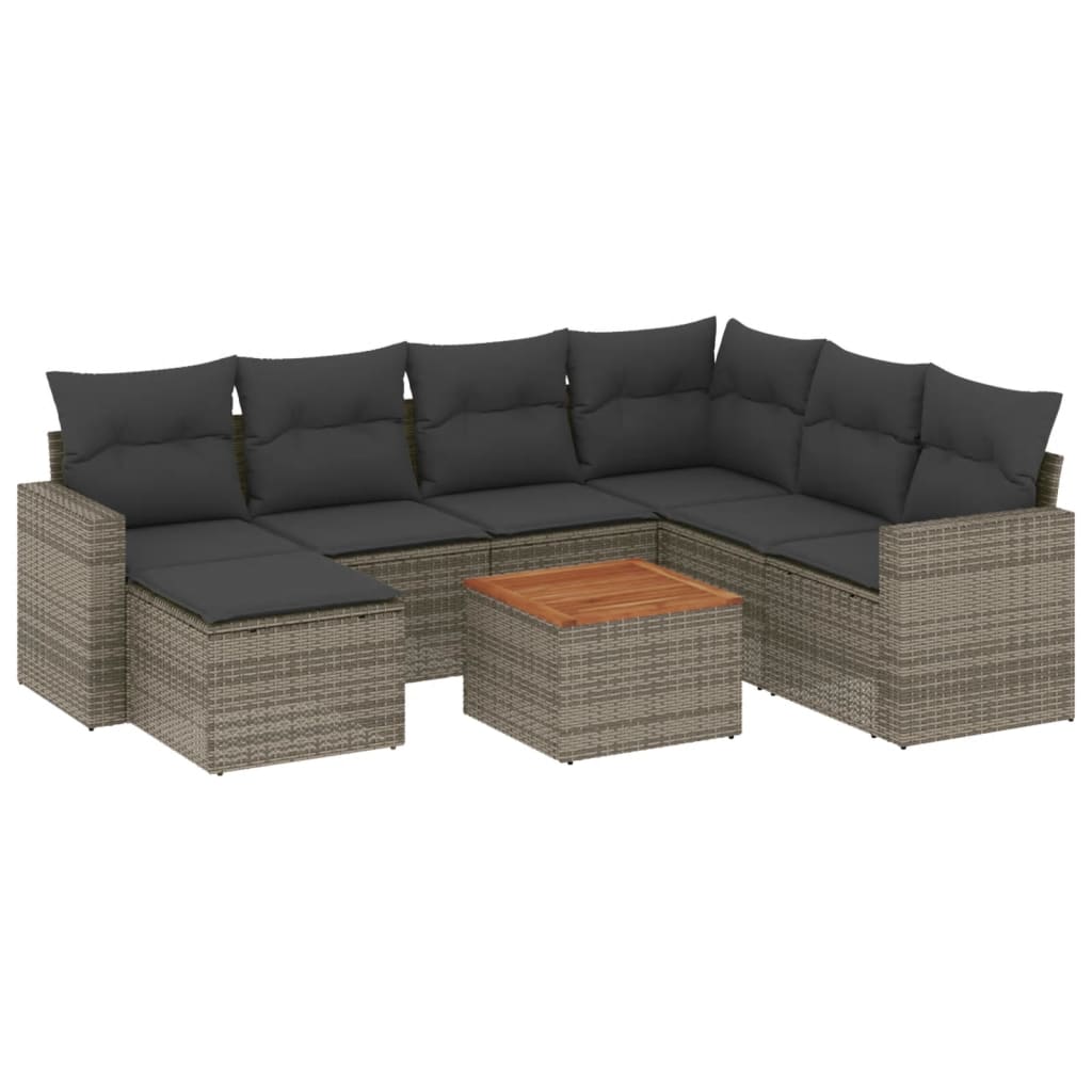 8-delige Loungeset met kussens poly rattan grijs is nu te koop bij PeponiXL, paradijselijk wonen!