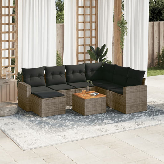 8-delige Loungeset met kussens poly rattan grijs is nu te koop bij PeponiXL, paradijselijk wonen!