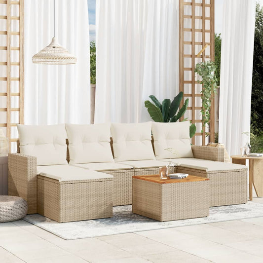 7-delige Loungeset met kussens poly rattan beige is nu te koop bij PeponiXL, paradijselijk wonen!