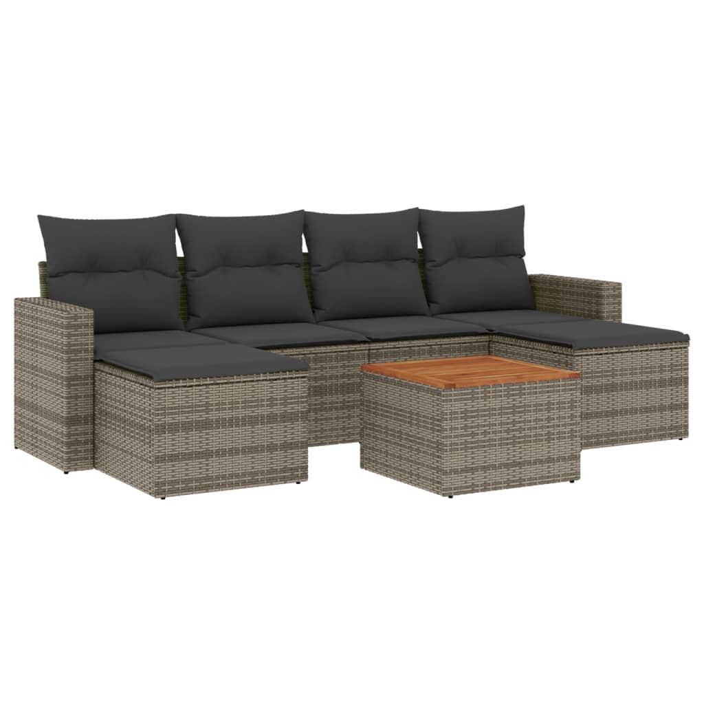 7-delige Loungeset met kussens poly rattan grijs is nu te koop bij PeponiXL, paradijselijk wonen!