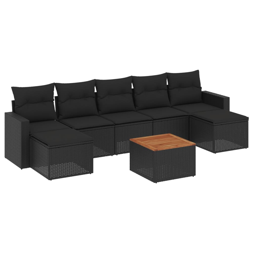 8-delige Loungeset met kussens poly rattan zwart is nu te koop bij PeponiXL, paradijselijk wonen!