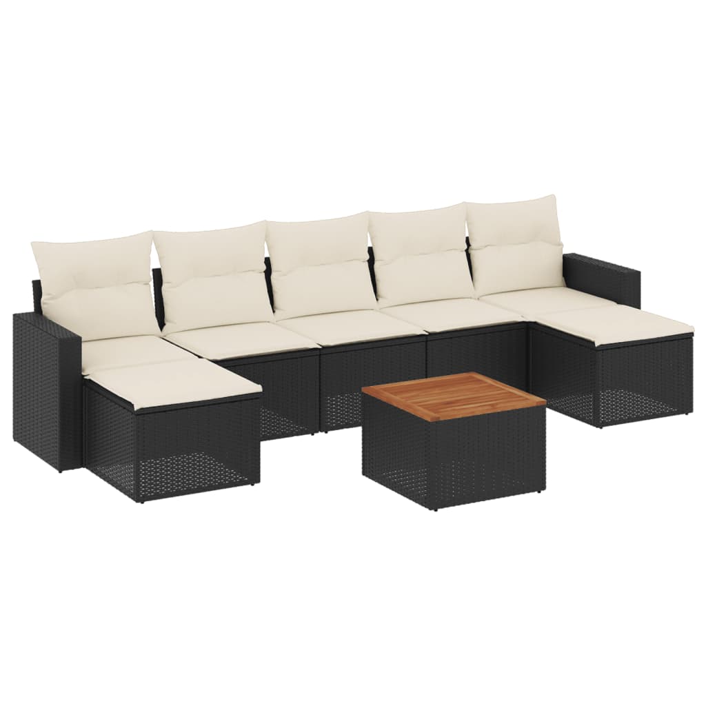 8-delige Loungeset met kussens poly rattan zwart is nu te koop bij PeponiXL, paradijselijk wonen!