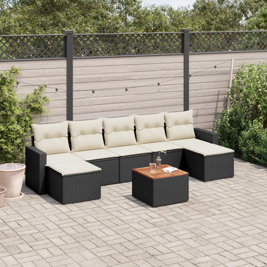 8-delige Loungeset met kussens poly rattan zwart is nu te koop bij PeponiXL, paradijselijk wonen!