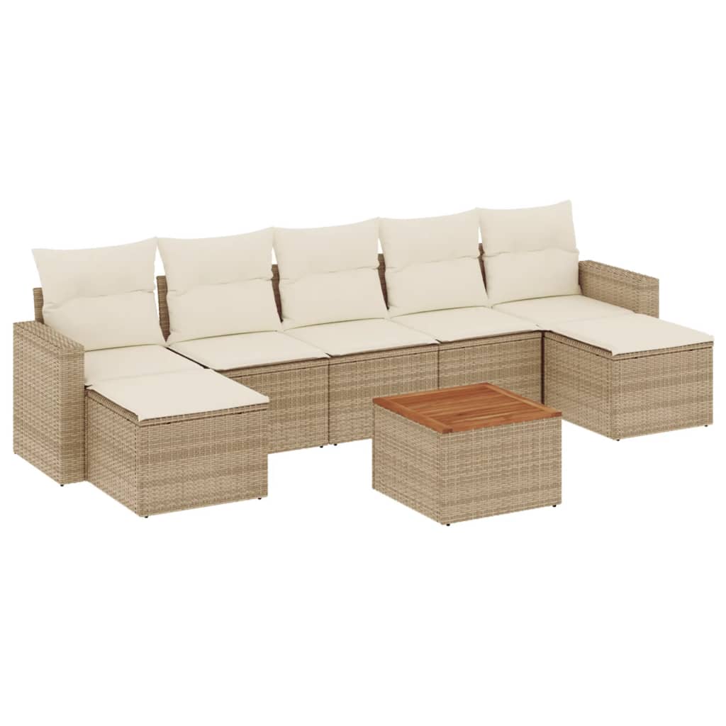 8-delige Loungeset met kussens poly rattan beige is nu te koop bij PeponiXL, paradijselijk wonen!