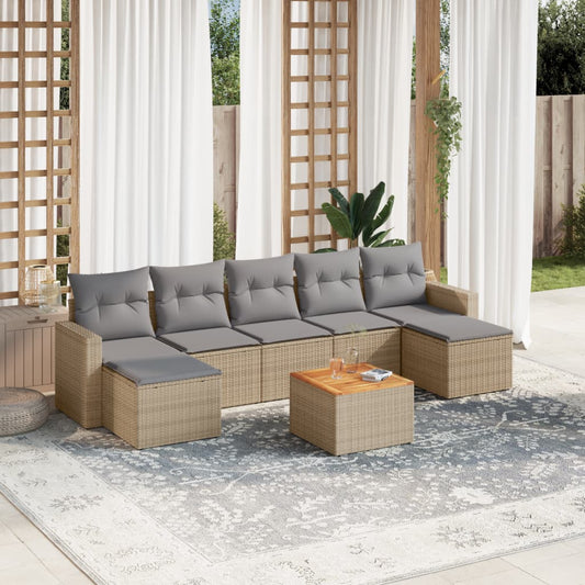 8-delige Loungeset met kussens poly rattan beige is nu te koop bij PeponiXL, paradijselijk wonen!