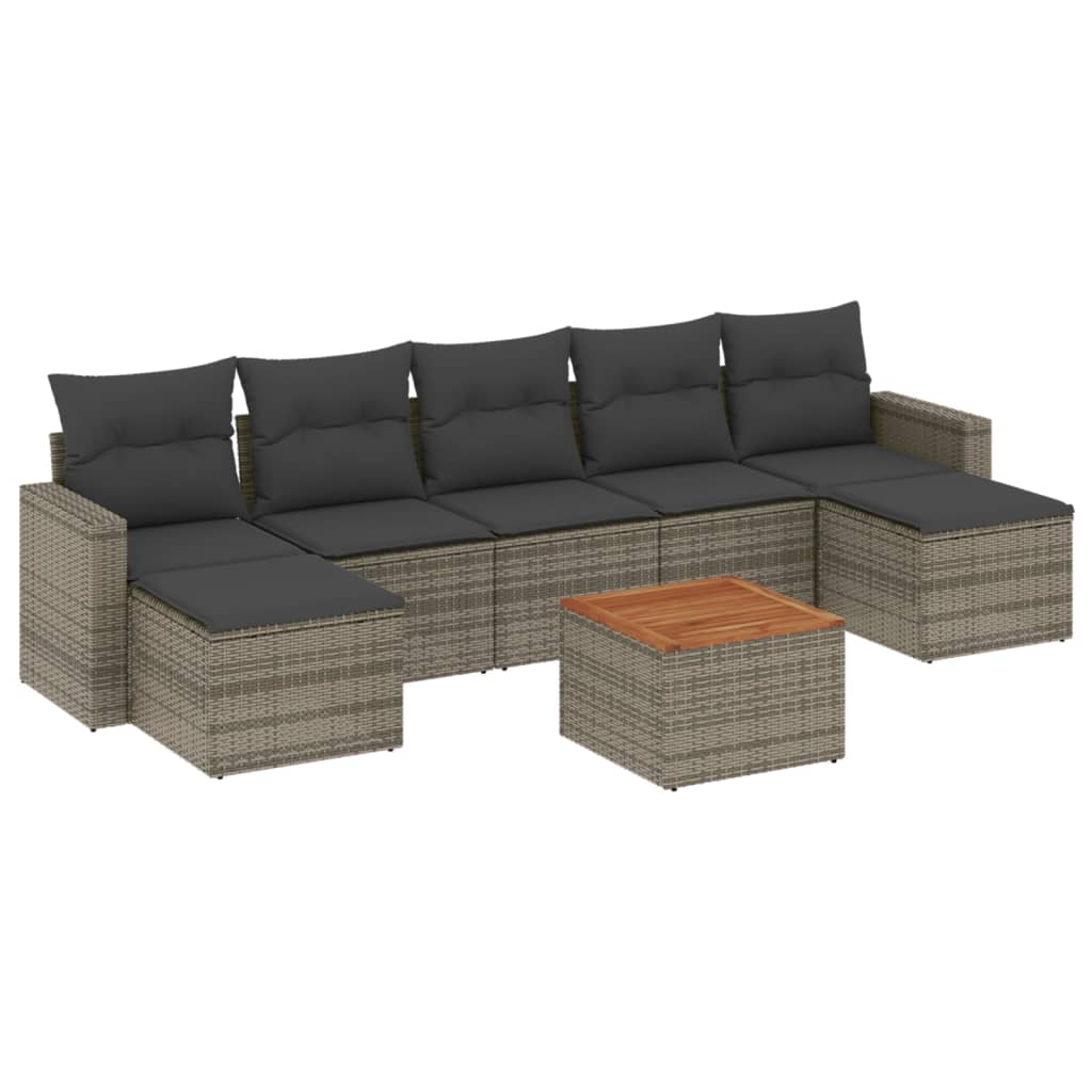 8-delige Loungeset met kussens poly rattan grijs is nu te koop bij PeponiXL, paradijselijk wonen!