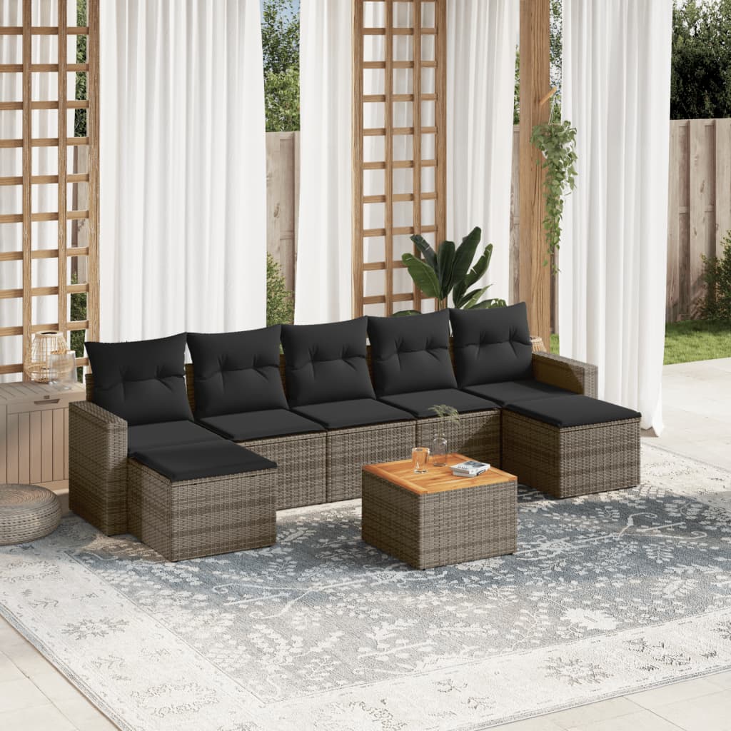 8-delige Loungeset met kussens poly rattan grijs is nu te koop bij PeponiXL, paradijselijk wonen!