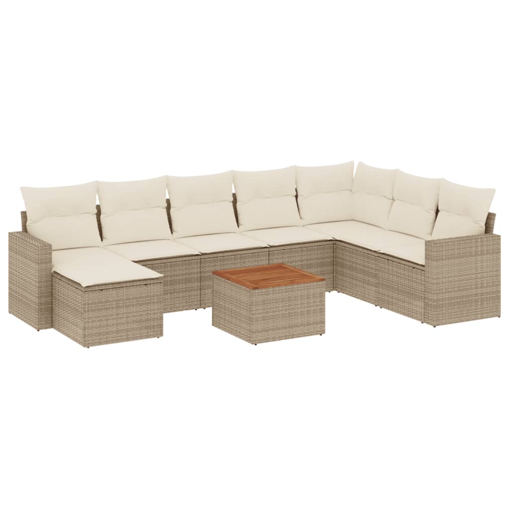 9-delige Loungeset met kussens poly rattan beige is nu te koop bij PeponiXL, paradijselijk wonen!