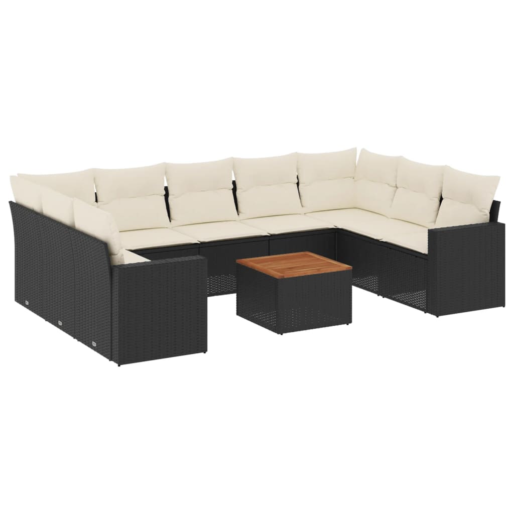 10-delige Loungeset met kussens poly rattan zwart is nu te koop bij PeponiXL, paradijselijk wonen!