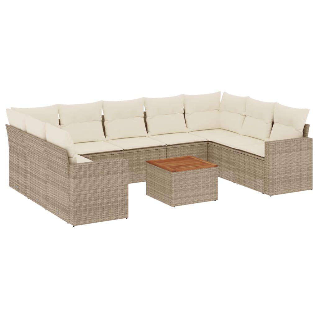 10-delige Loungeset met kussens poly rattan beige is nu te koop bij PeponiXL, paradijselijk wonen!