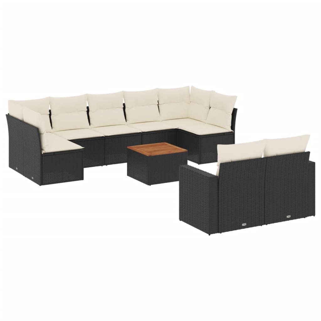 10-delige Loungeset met kussens poly rattan zwart is nu te koop bij PeponiXL, paradijselijk wonen!