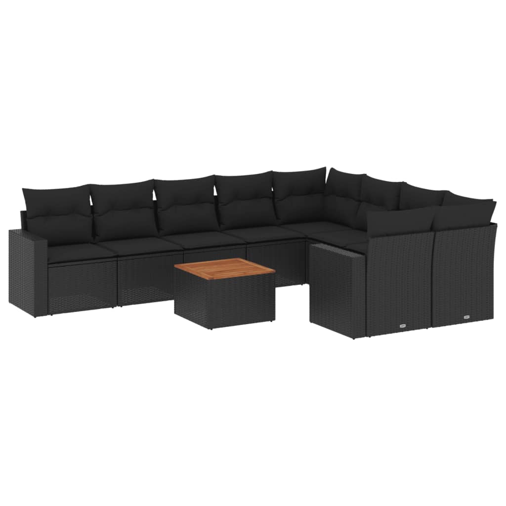 10-delige Loungeset met kussens poly rattan zwart is nu te koop bij PeponiXL, paradijselijk wonen!