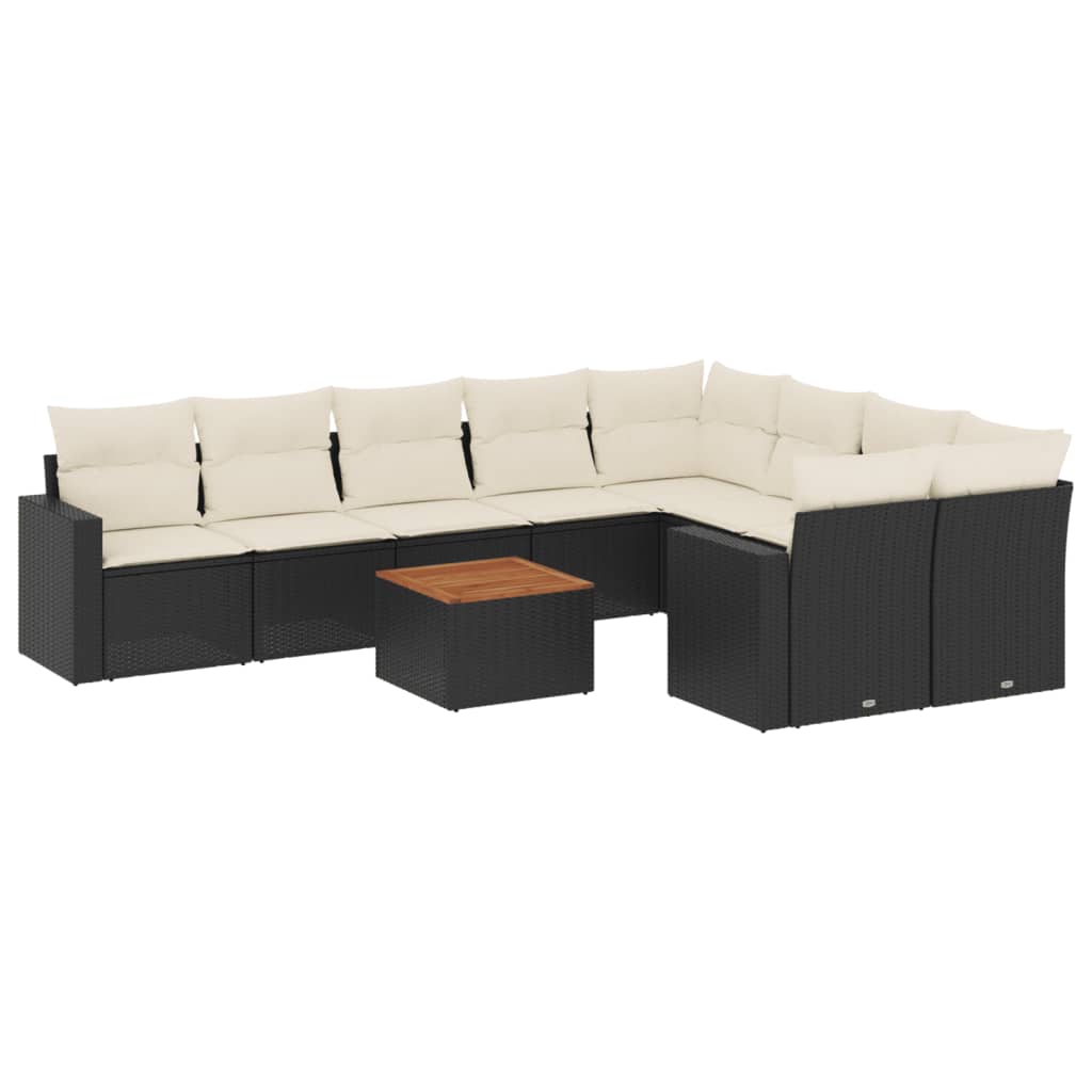 10-delige Loungeset met kussens poly rattan zwart is nu te koop bij PeponiXL, paradijselijk wonen!