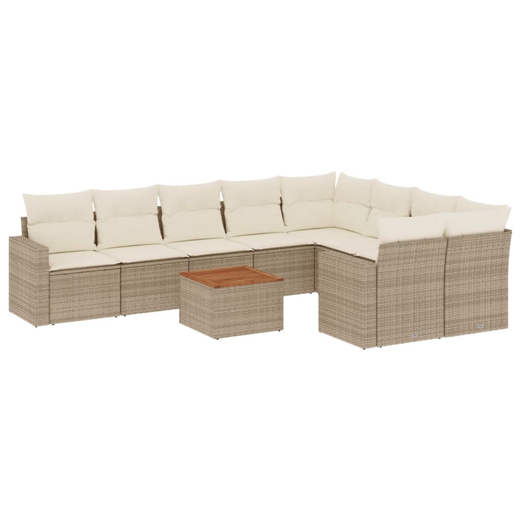 10-delige Loungeset met kussens poly rattan beige is nu te koop bij PeponiXL, paradijselijk wonen!