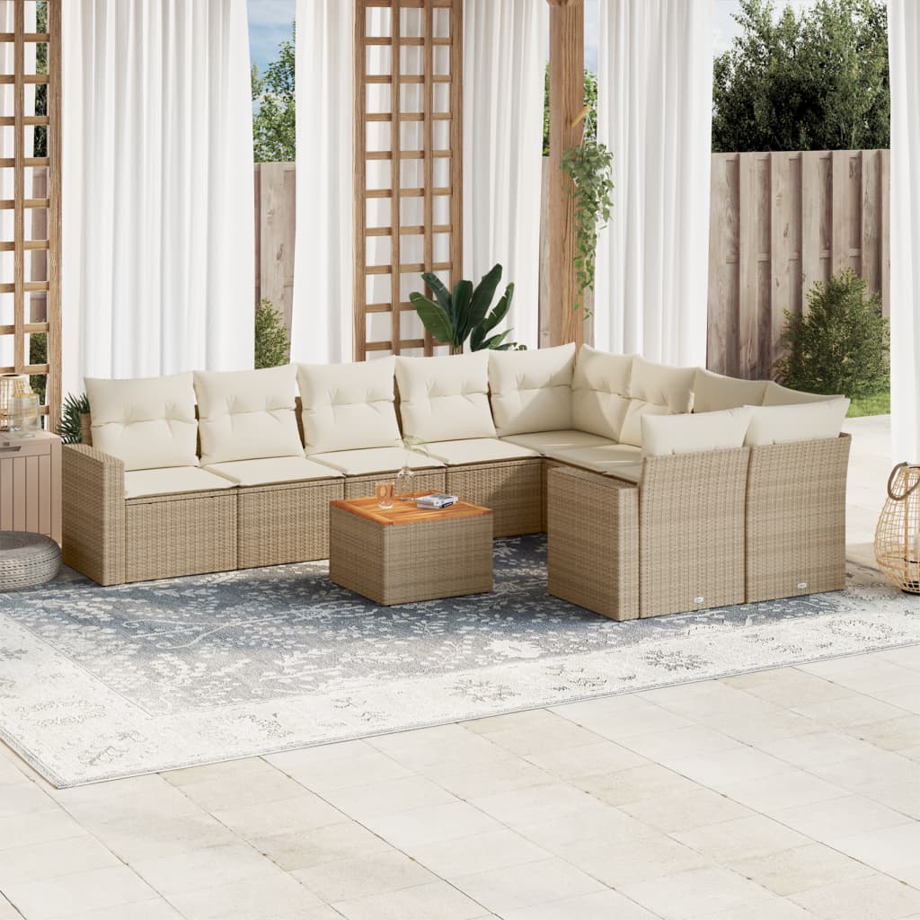 10-delige Loungeset met kussens poly rattan beige is nu te koop bij PeponiXL, paradijselijk wonen!