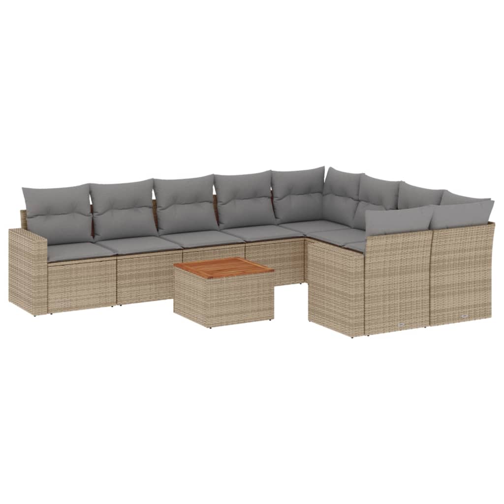 10-delige Loungeset met kussens poly rattan beige is nu te koop bij PeponiXL, paradijselijk wonen!