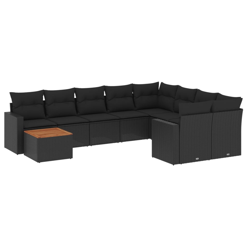 10-delige Loungeset met kussens poly rattan zwart is nu te koop bij PeponiXL, paradijselijk wonen!