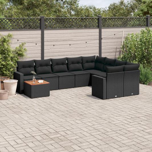 10-delige Loungeset met kussens poly rattan zwart is nu te koop bij PeponiXL, paradijselijk wonen!