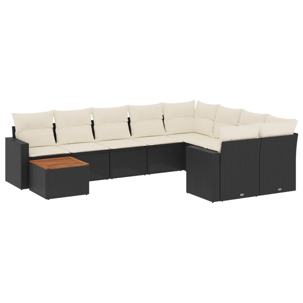 10-delige Loungeset met kussens poly rattan zwart is nu te koop bij PeponiXL, paradijselijk wonen!