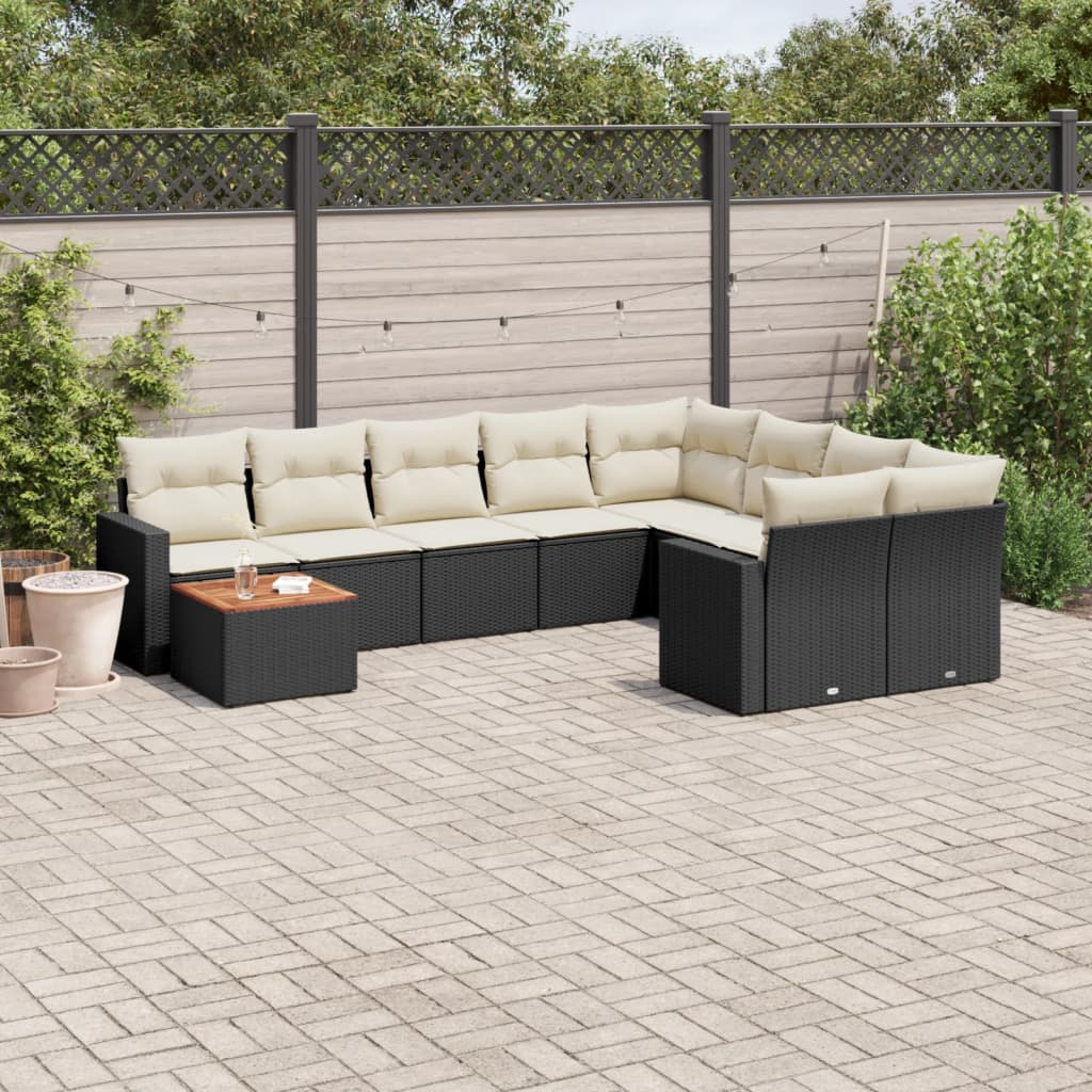 10-delige Loungeset met kussens poly rattan zwart is nu te koop bij PeponiXL, paradijselijk wonen!