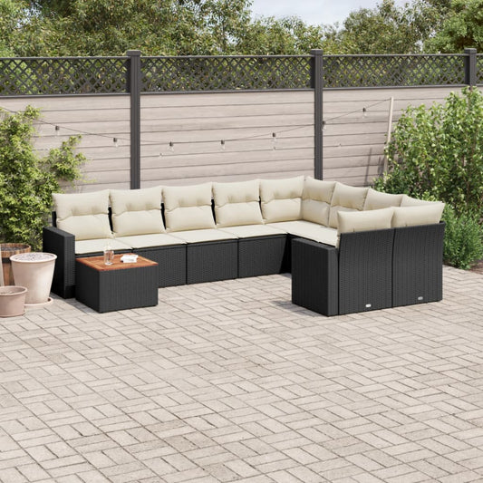 10-delige Loungeset met kussens poly rattan zwart is nu te koop bij PeponiXL, paradijselijk wonen!