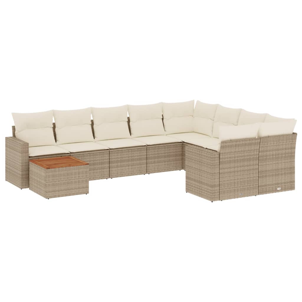 10-delige Loungeset met kussens poly rattan beige is nu te koop bij PeponiXL, paradijselijk wonen!