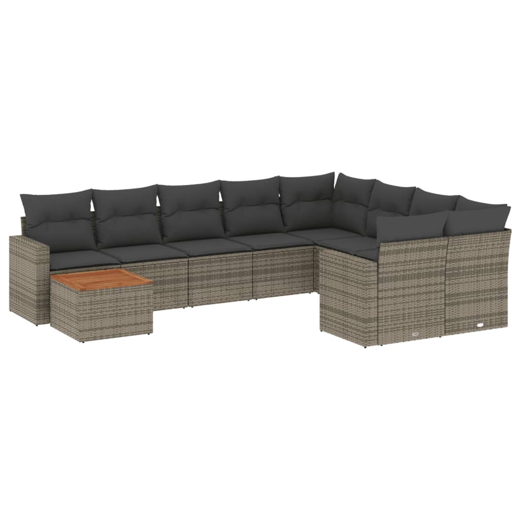 10-delige Loungeset met kussens poly rattan grijs is nu te koop bij PeponiXL, paradijselijk wonen!