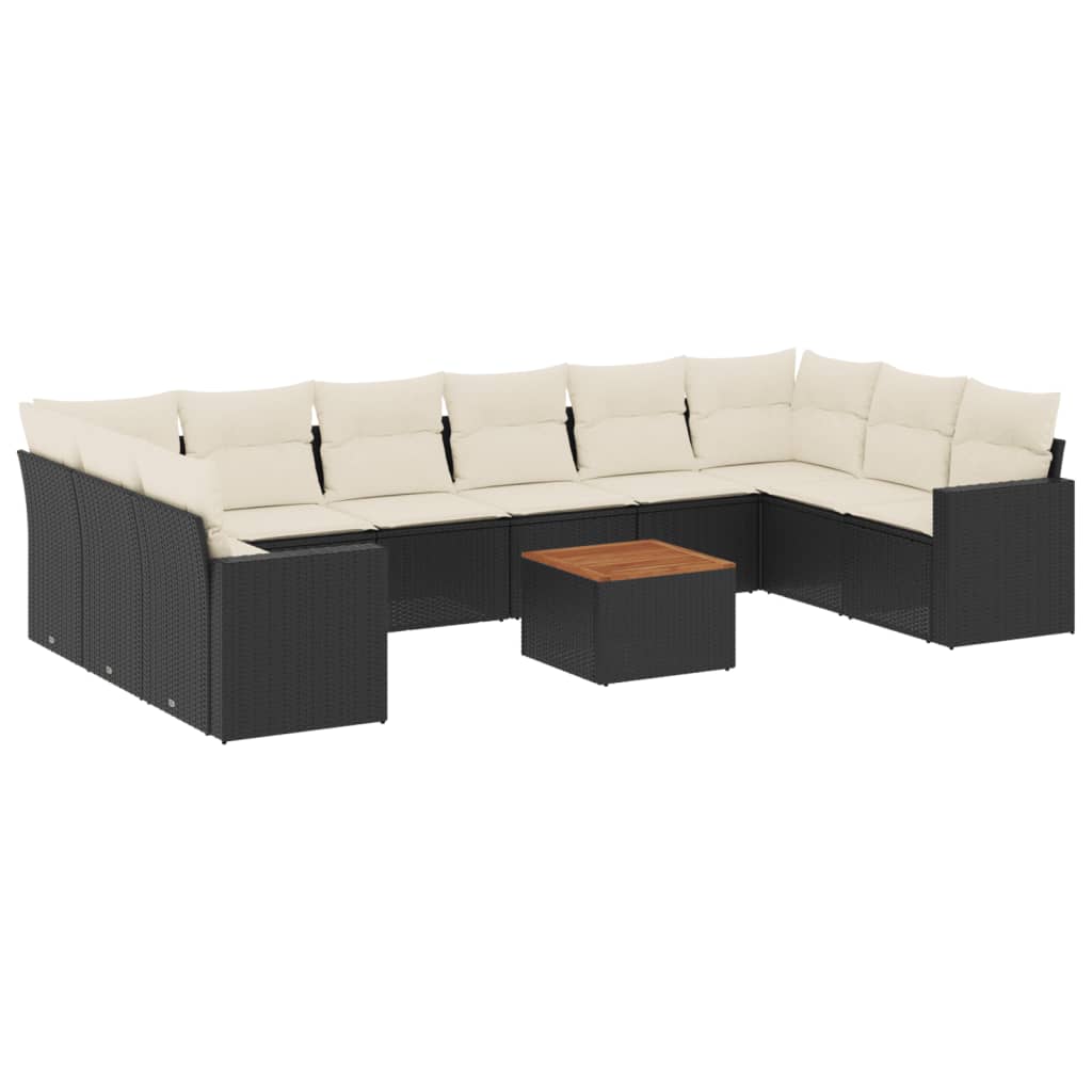 11-delige Loungeset met kussens poly rattan zwart is nu te koop bij PeponiXL, paradijselijk wonen!