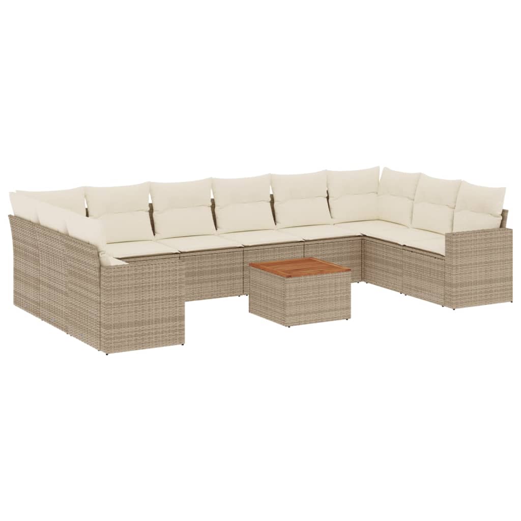 11-delige Tuinset met kussens poly rattan beige is nu te koop bij PeponiXL, paradijselijk wonen!