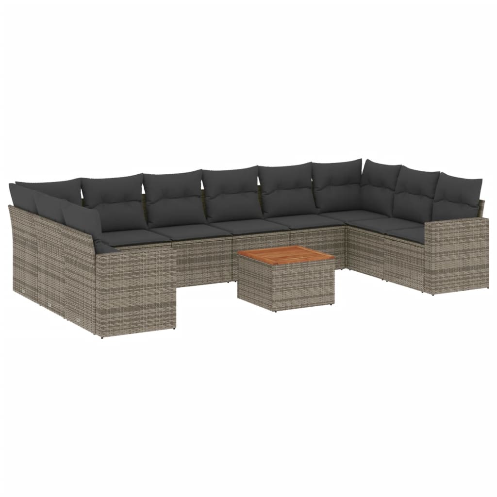 11-delige Loungeset met kussens poly rattan grijs is nu te koop bij PeponiXL, paradijselijk wonen!