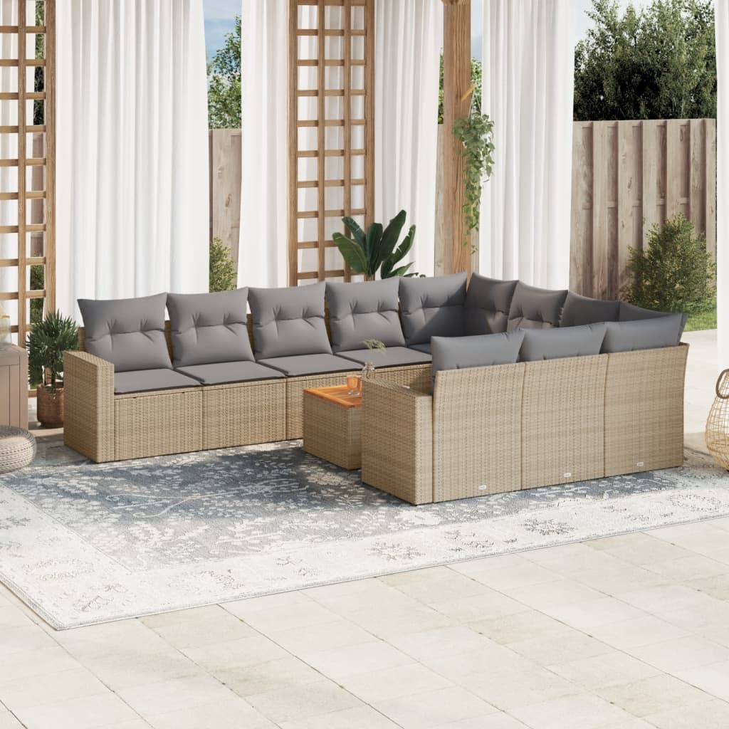 11-delige Tuinset met kussens poly rattan beige is nu te koop bij PeponiXL, paradijselijk wonen!