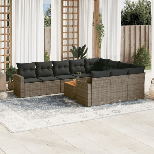 11-delige Loungeset met kussens poly rattan grijs is nu te koop bij PeponiXL, paradijselijk wonen!