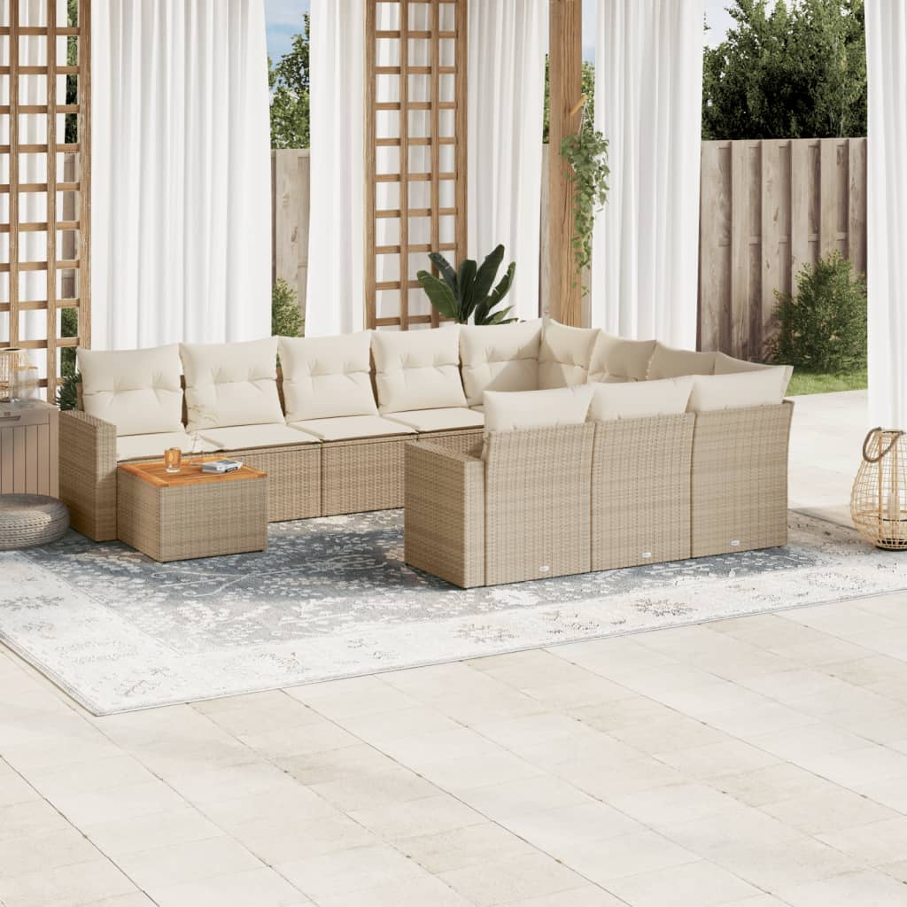 11-delige Tuinset met kussens poly rattan beige is nu te koop bij PeponiXL, paradijselijk wonen!