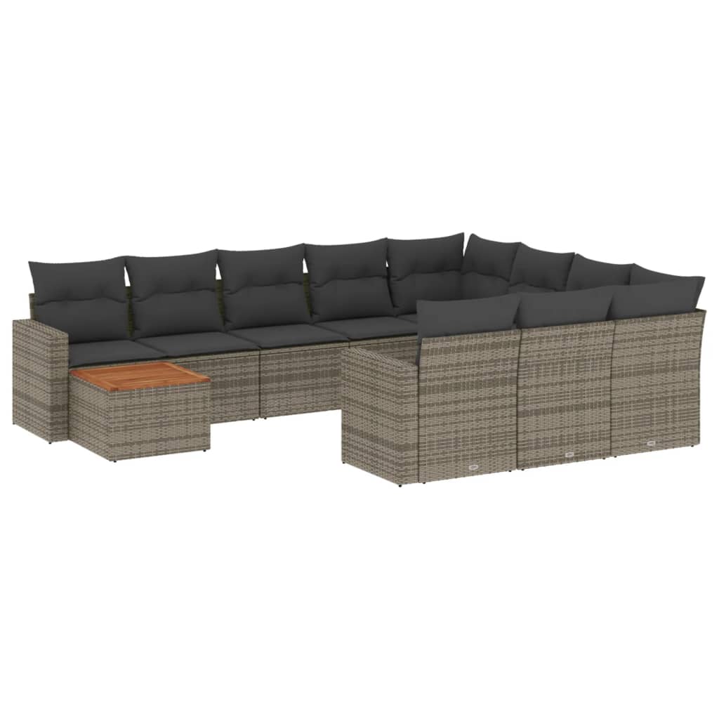 11-delige Loungeset met kussens poly rattan grijs is nu te koop bij PeponiXL, paradijselijk wonen!