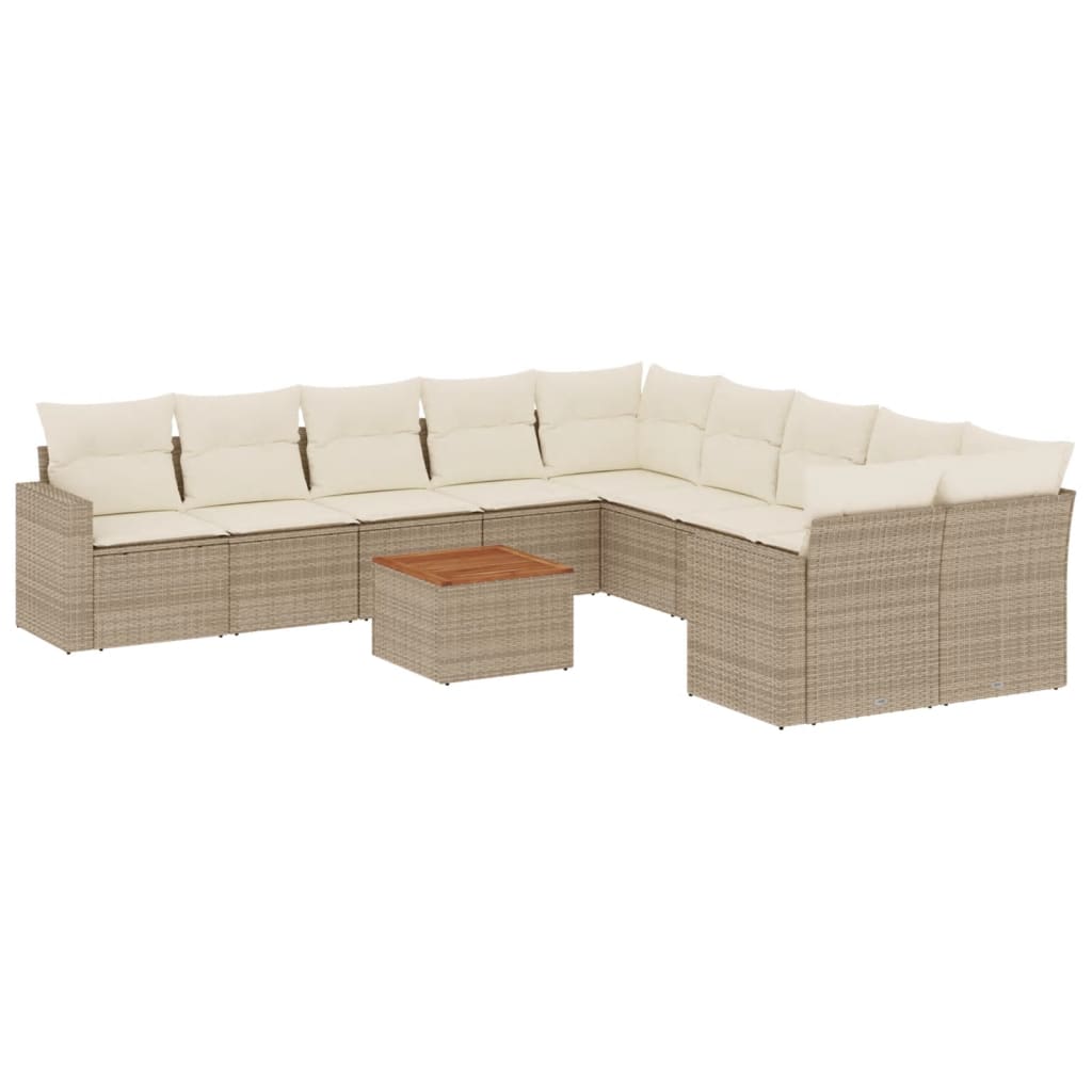 11-delige Tuinset met kussens poly rattan beige is nu te koop bij PeponiXL, paradijselijk wonen!