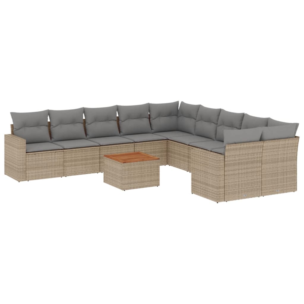 11-delige Tuinset met kussens poly rattan beige is nu te koop bij PeponiXL, paradijselijk wonen!