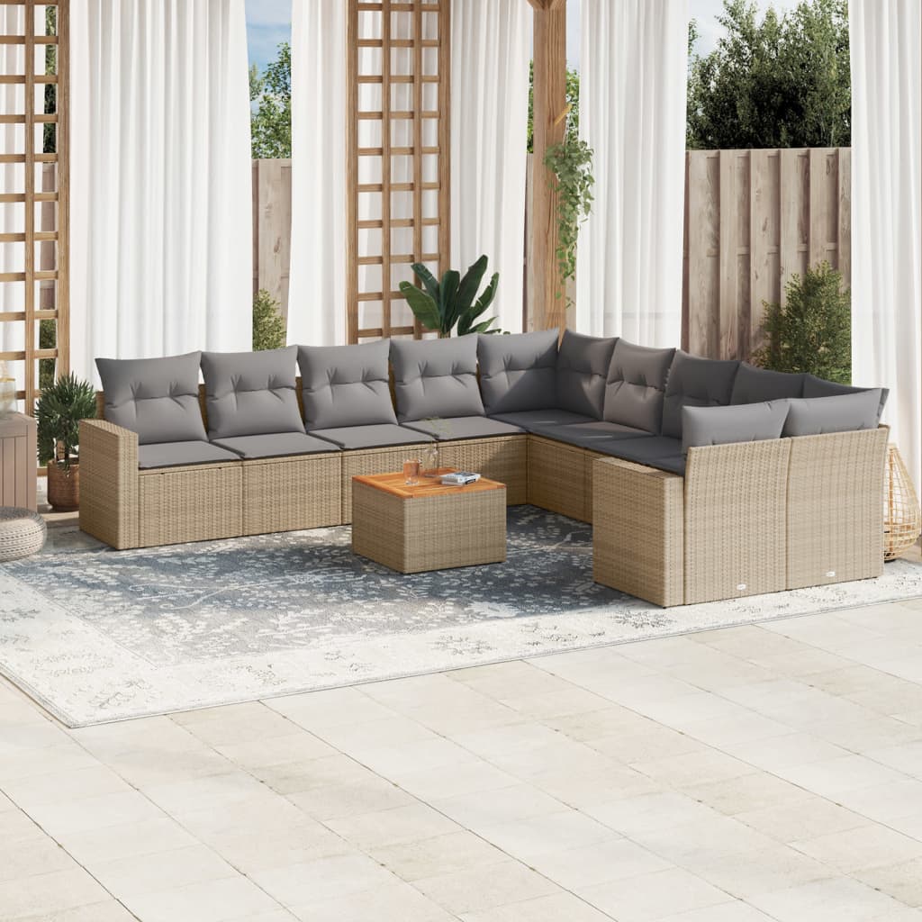 11-delige Tuinset met kussens poly rattan beige is nu te koop bij PeponiXL, paradijselijk wonen!