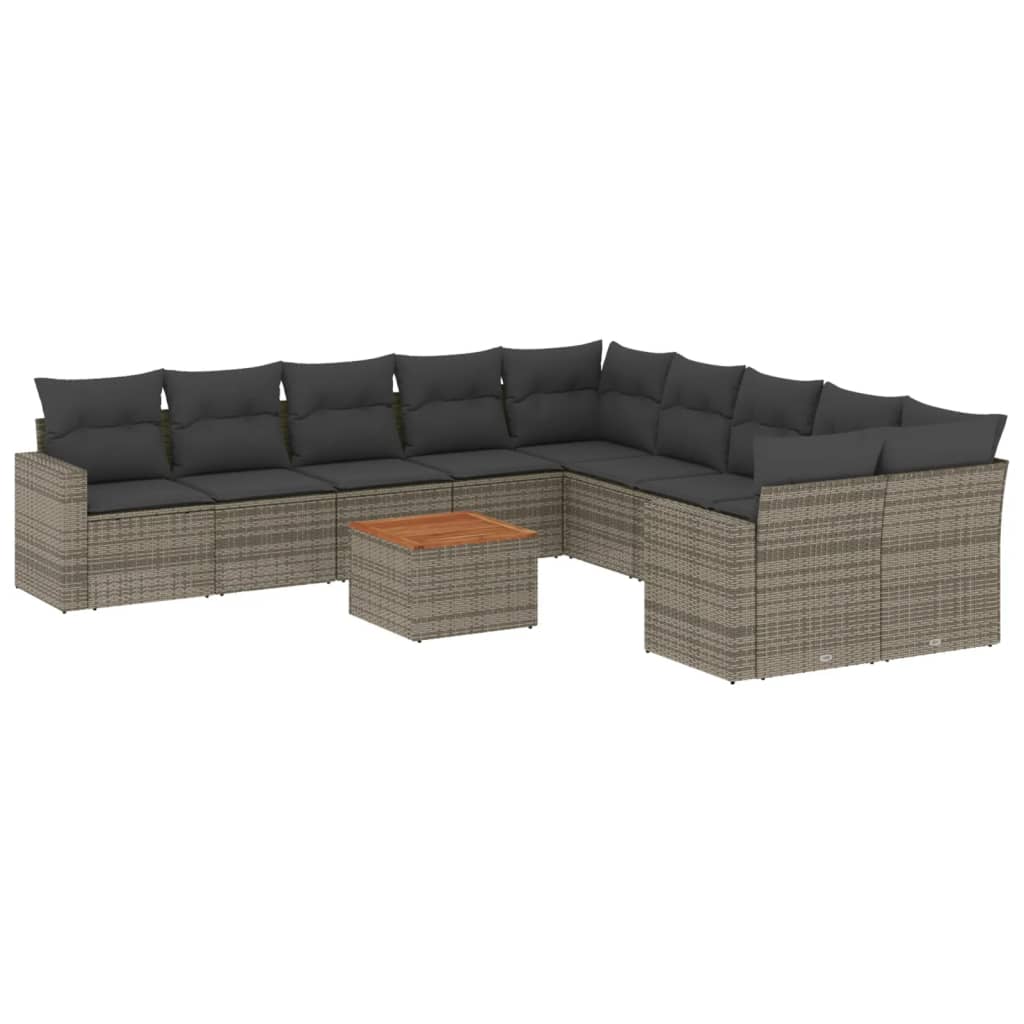 11-delige Loungeset met kussens poly rattan grijs is nu te koop bij PeponiXL, paradijselijk wonen!