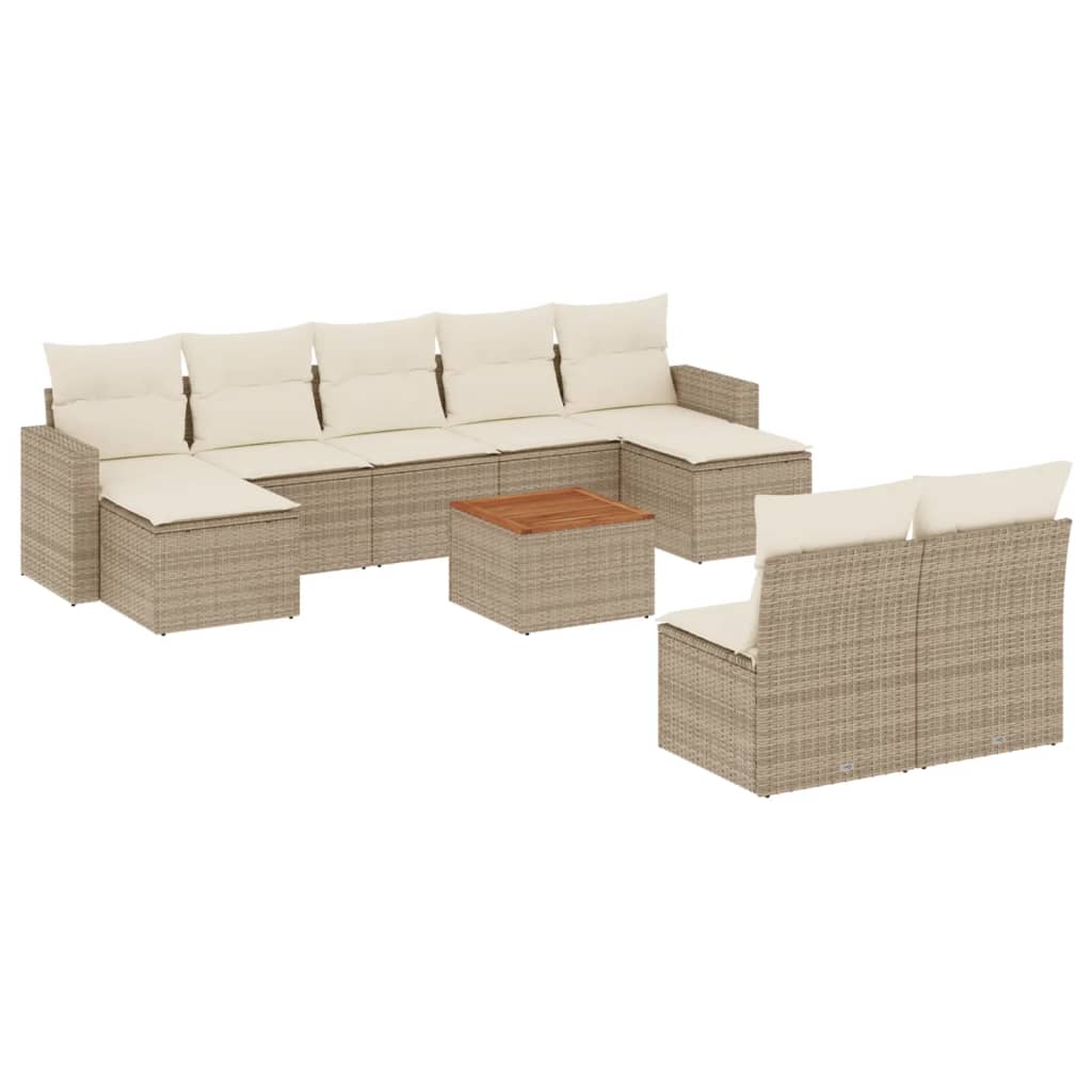 10-delige Loungeset met kussens poly rattan beige is nu te koop bij PeponiXL, paradijselijk wonen!