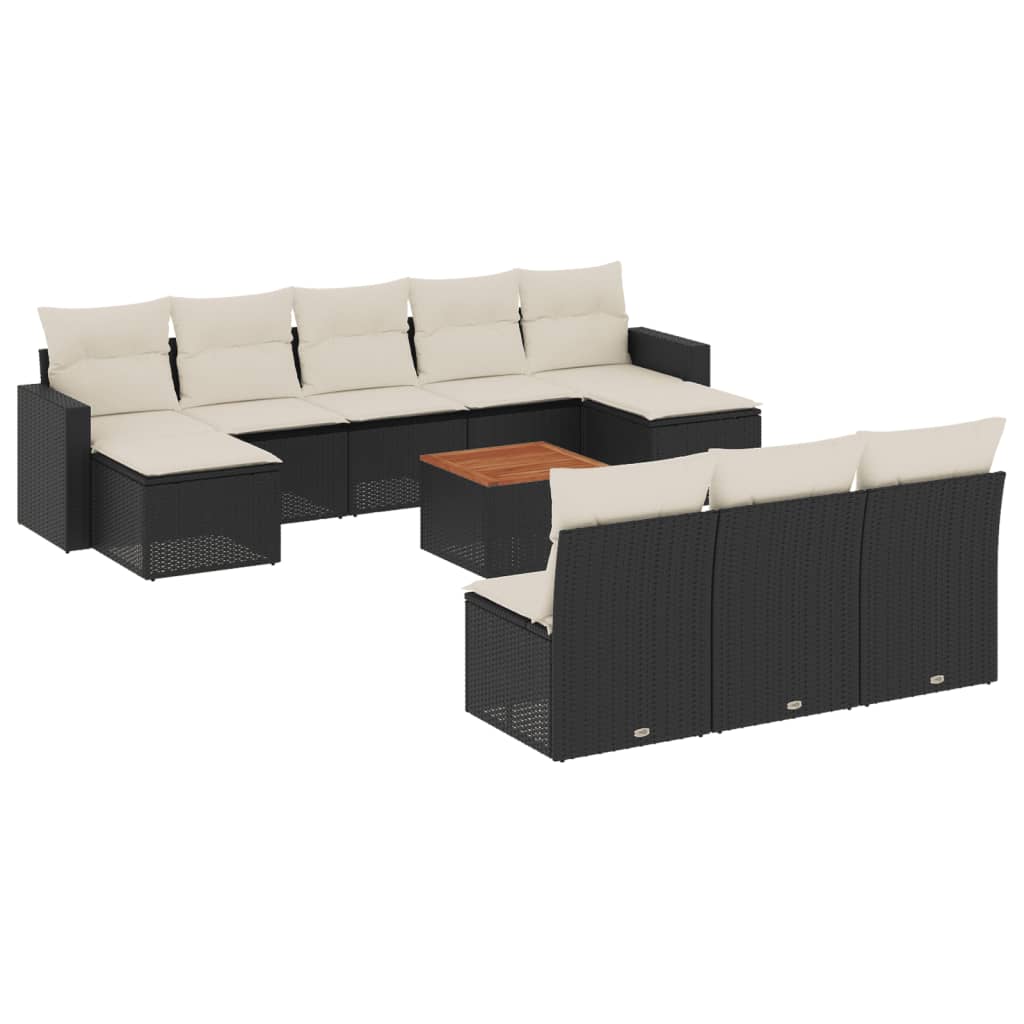 11-delige Loungeset met kussens poly rattan zwart is nu te koop bij PeponiXL, paradijselijk wonen!