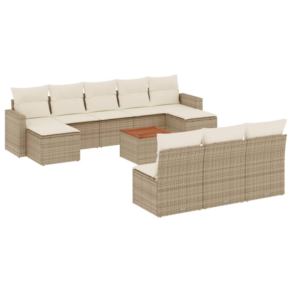 11-delige Tuinset met kussens poly rattan beige is nu te koop bij PeponiXL, paradijselijk wonen!