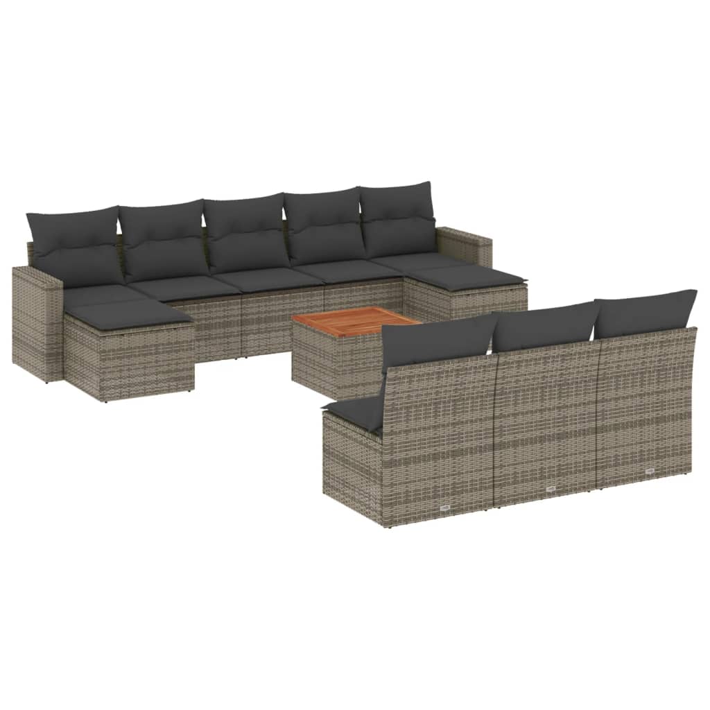 11-delige Loungeset met kussens poly rattan grijs is nu te koop bij PeponiXL, paradijselijk wonen!