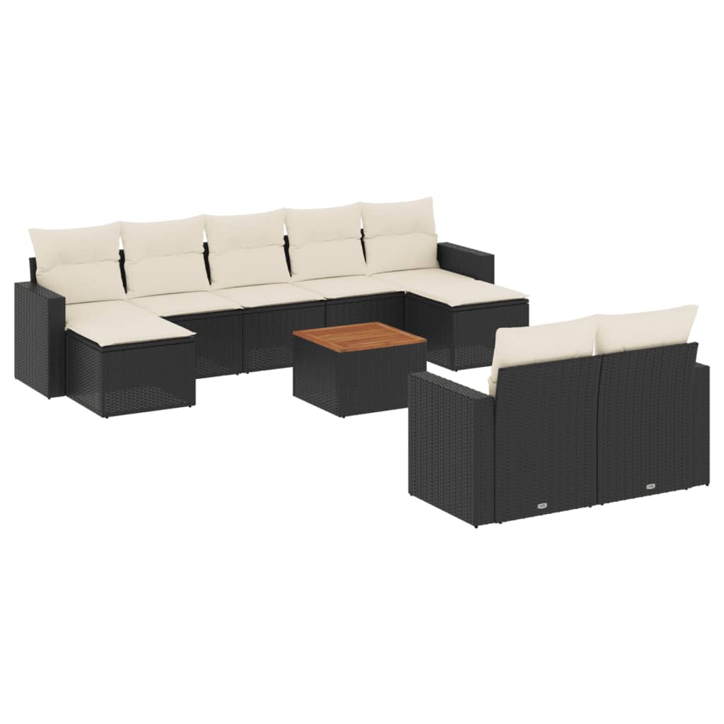 10-delige Loungeset met kussens poly rattan zwart is nu te koop bij PeponiXL, paradijselijk wonen!